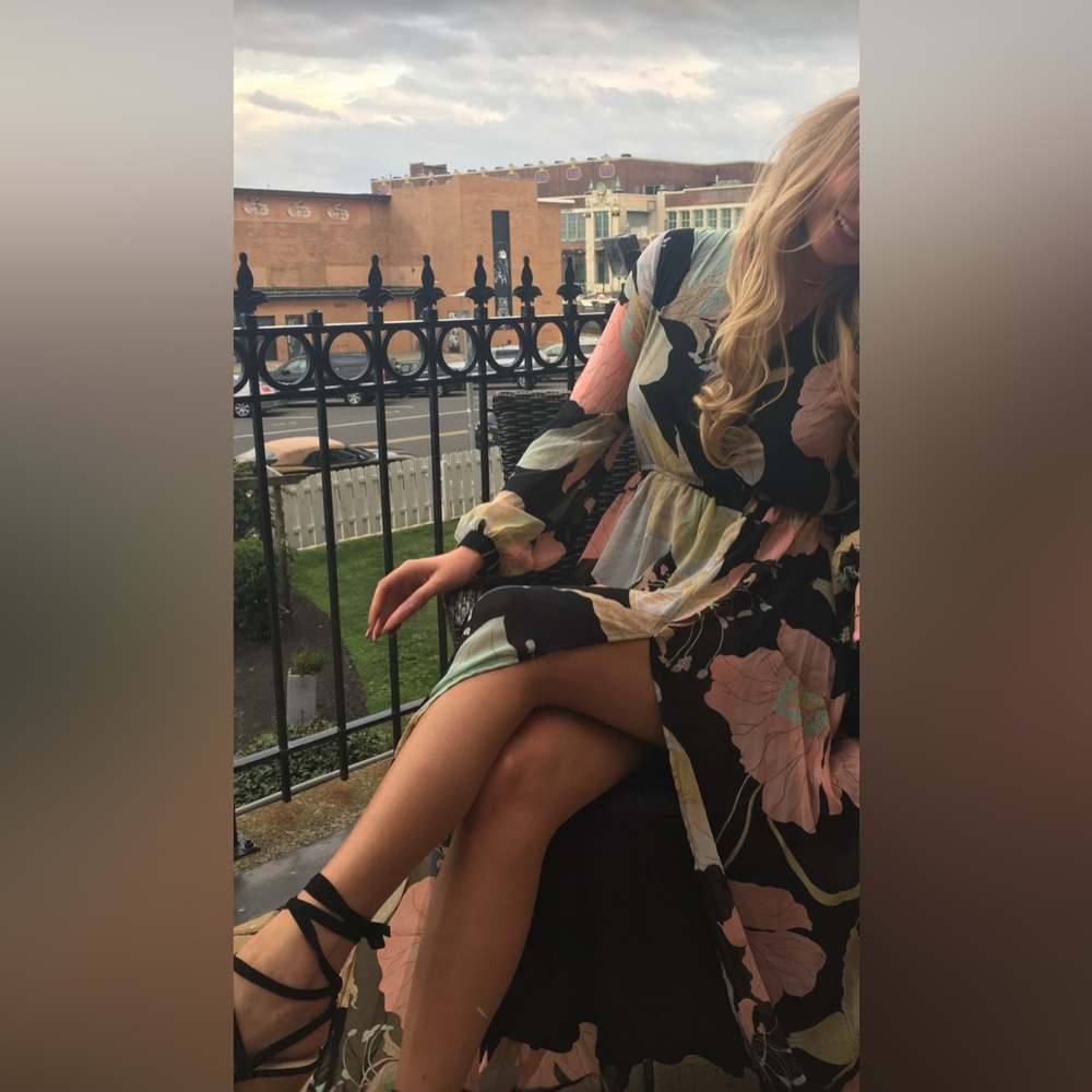 Lulu's Black and Pastel Floral Dress